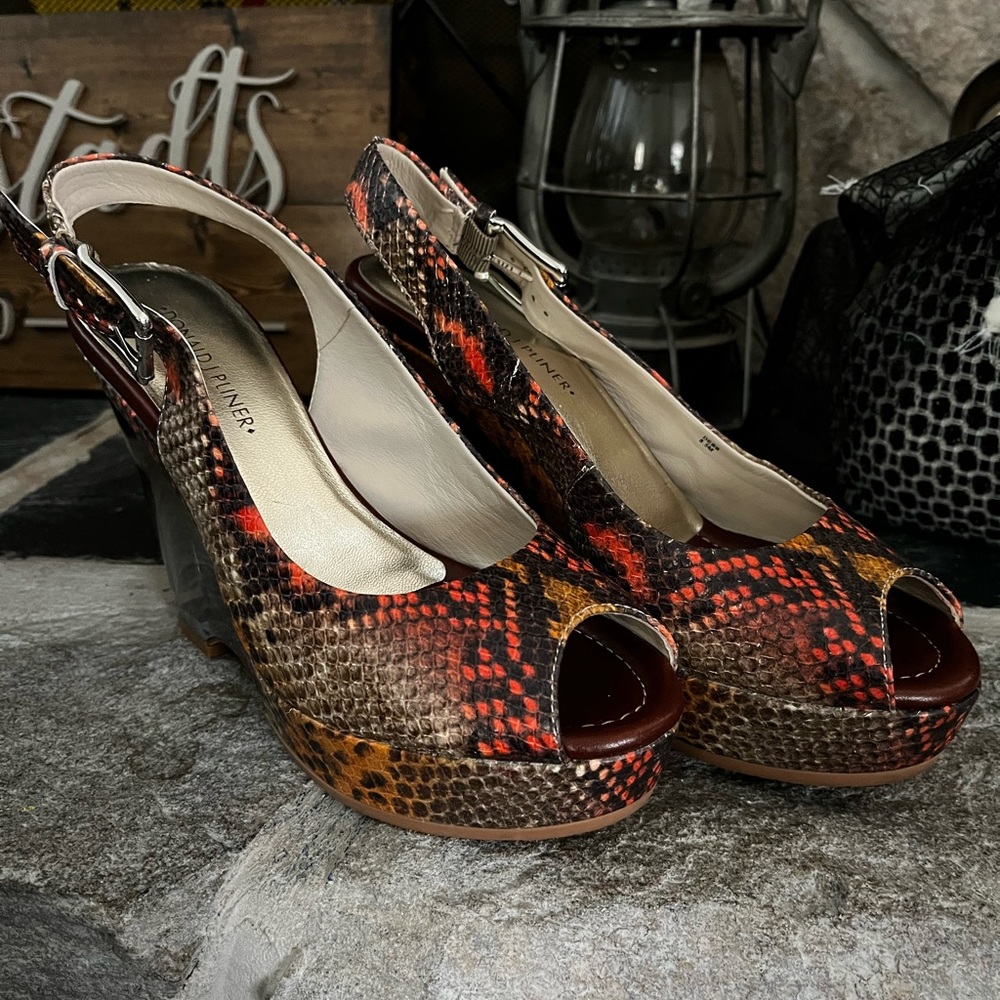 Snake print wedges
